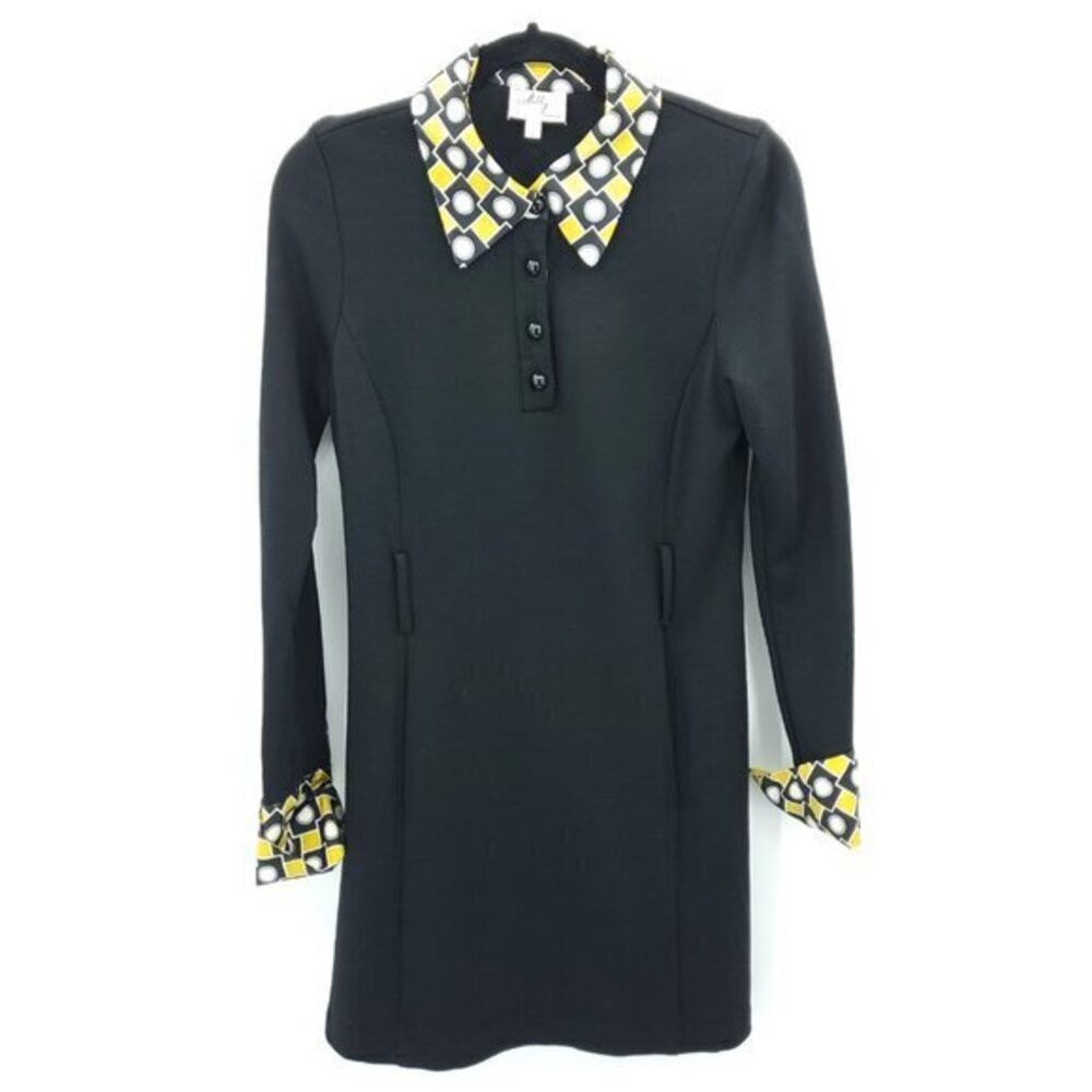 VTG Milly New York Mod-Style Wool/Silk Collared Knit Mini Dress Long Sleeve 6/8